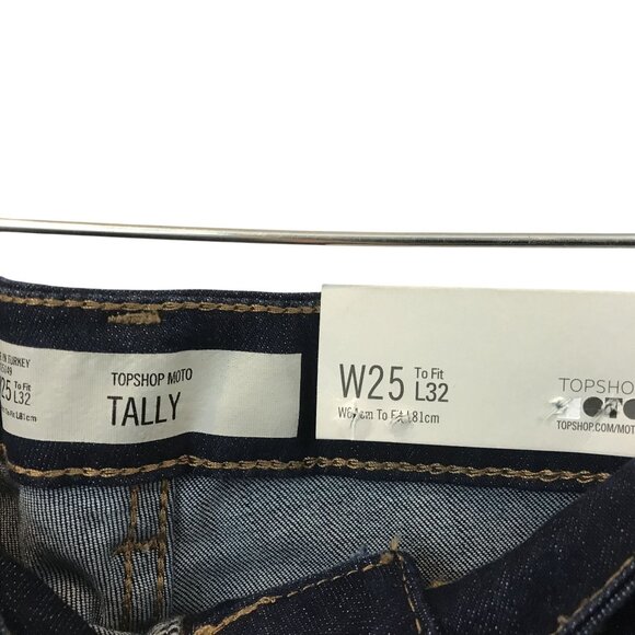 Topshop Moto Tally Dark Blue Ultimate Stretch Flare Jeans W25 L32 Mid Rise - Picture 4 of 15